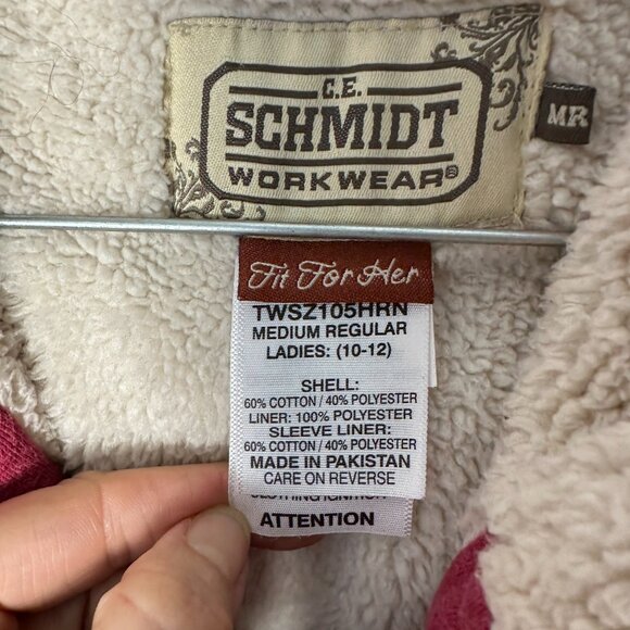 EUC C.E. Schmidt Workwear Fit For Here Pink Womens Fleece Jacket M 10-12 Horses - Picture 2 of 3